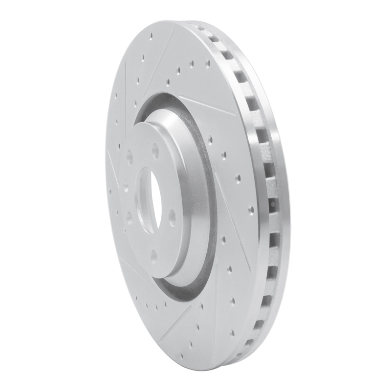 Audi TTS Quattro Brake Rotor (1) - Front Left - R1 Concepts - Drilled & Slotted - Silver - `08-`11